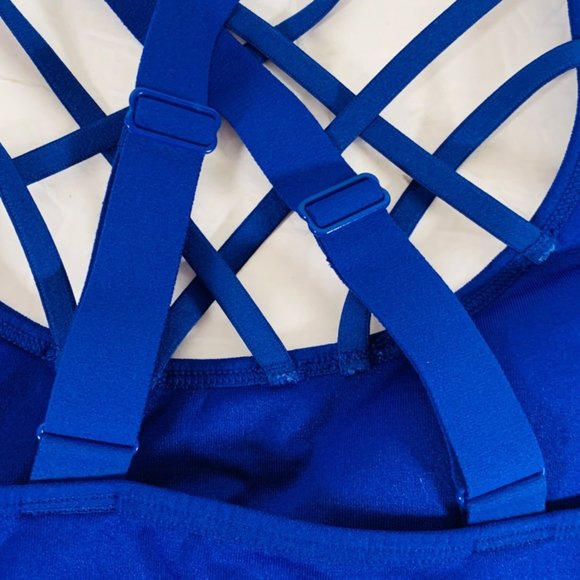 Victorias Secret Sports Bra Size M Bralette Strappy Back Royal Blue Workout Yoga - Picture 4 of 5